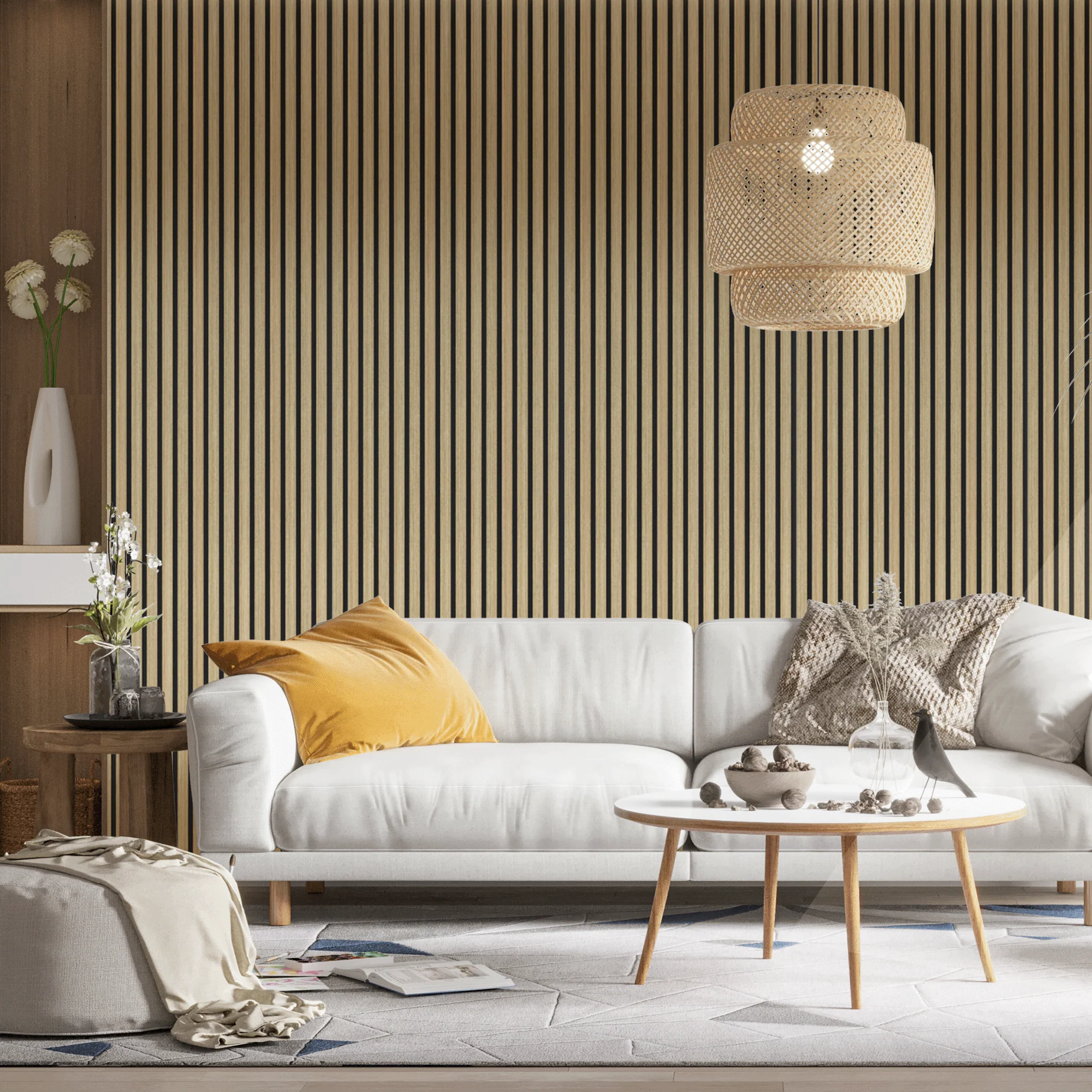 Akoestisch Wandpaneel Wit Eiken - 260x60cm - Image 5
